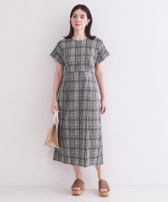 チェック柄Iラインシルエットワンピース【洗濯機OK