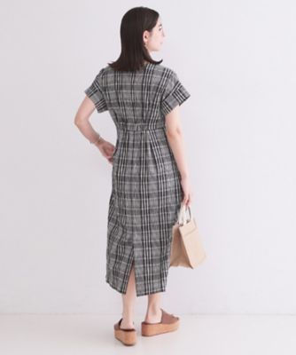 チェック柄Iラインシルエットワンピース【洗濯機OK