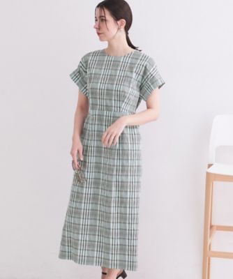 チェック柄Iラインシルエットワンピース【洗濯機OK