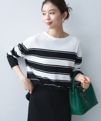 ☆新品☆ボーダーボートネックニット 洗える/ゆったり】ボーダーボートネックニット（ニット/セーター