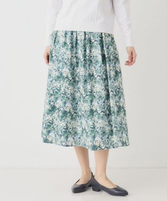 ＜CORDIER (Women)＞【洗える】フラワーモチーフプリントギャザーフレアスカート（２００２５９５４０７）