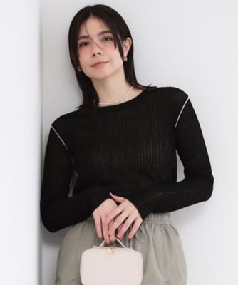 ＜OPAQUE.CLIP (Women)＞シアー配色クルーネックリブニット【洗濯機ＯＫ】（２００２５９６２５６）