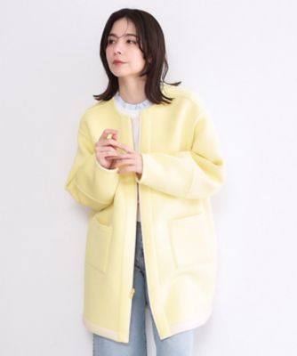 リバーシブル配色ノーカラーコート【洗濯機OK