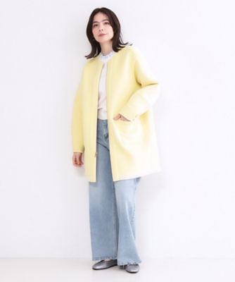 リバーシブル配色ノーカラーコート【洗濯機OK
