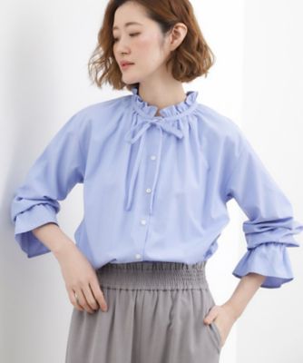 フリルカラーリボンブラウス（2002596279） | GROVE (Women