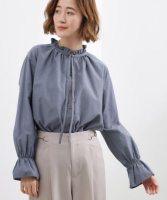 フリルカラーリボンブラウス（2002596279） | GROVE (Women