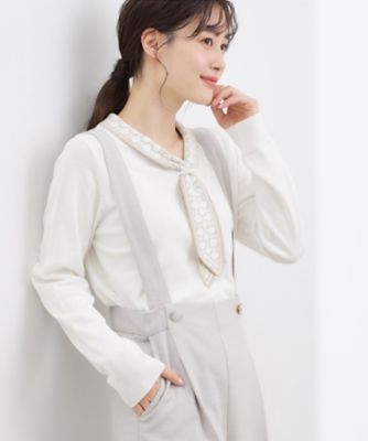 ＜GROVE (Women)＞ディテールで差がつく　大人のスカーフ柄ボウタイニット（２００２５９６３６４）