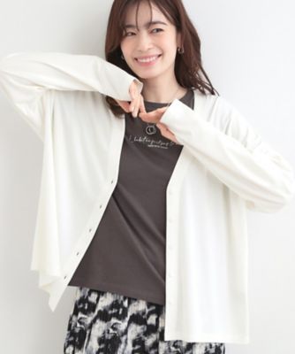 ＜SHOO LA RUE (Women)＞【Ｓ－ＬＬ／ＵＶ】手の甲まで隠れる　指穴付き　とろみＶネックカーディガン（２００２５９６４６７）