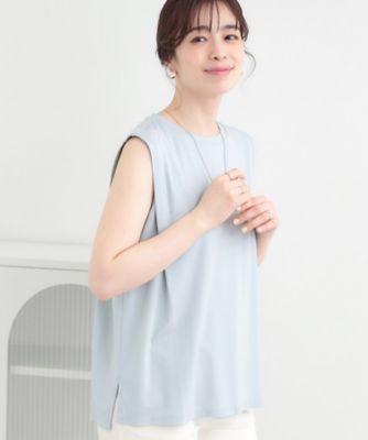 UVカット／接触冷感】上品に涼し気 とろみタックノースリーブ