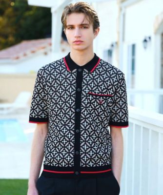 ＜DRESSTERIOR (Men) ＞【ウォッシャブル】オーバーラップサークル　ニットシャツ（２００２５９６５６５）