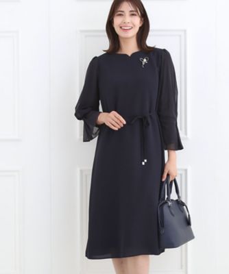 ＜Reflect (Women)＞【フォーマル／入卒／付属リボン付き】スリーブデザインジョーゼットワンピース（２００２５９６９３５）