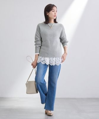 美品❤ビリティス❤キーレース切り替えカットソー INDIVI（インディヴィ） tシャツ 「レイヤードにおすすめ」レース