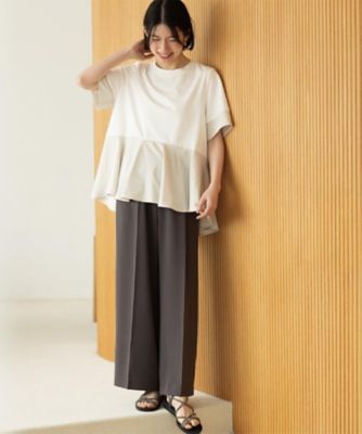 詩仙堂 ちりめん ボトルネック カットソー ワイド イージーパンツ セットアップ 美シルエット 詩仙堂 シセンドウ ちりめん ワイドパンツ イージー