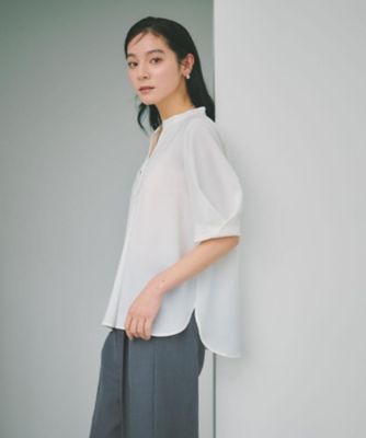 ＜OPAQUE.CLIP (Women)＞ストレッチスキッパータックスリーブブラウス／セットアップ対応可【洗濯機ＯＫ／防シワ加工】《ＳＳ～ＬＬ／６ｃｏｌ》（２００２５９７８０７）