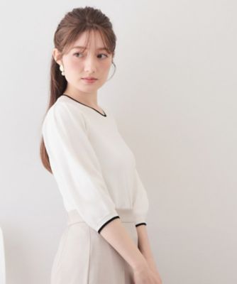 新品タグ付！アプワイザーリッシェ　タックスリーブニット UVケア】6分袖タックスリーブニット《洗濯機OK／XS～LL