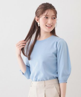 新品タグ付！アプワイザーリッシェ　タックスリーブニット UVケア】6分袖タックスリーブニット《洗濯機OK／XS～LL