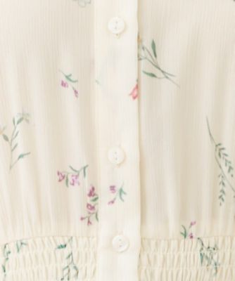 衿付き花柄プリーツフレアワンピース【洗濯機OK／イージーアイロン