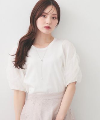 ＜index (Women)＞ギャザーチュールスリーブニット【洗濯機ＯＫ／抗ピル】（２００２５９８２８４）