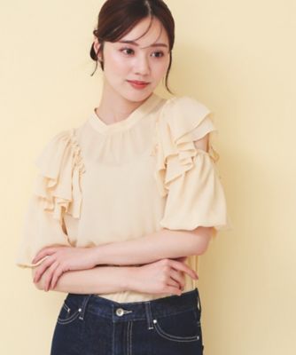 ＜index (Women)＞フリルスリットバルーンスリーブブラウス【洗濯機ＯＫ／イージーアイロン／防シワ】（２００２５９８２８５）