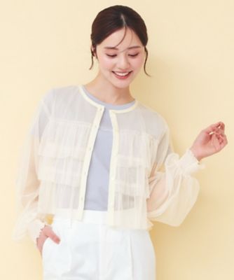 ＜index (Women)＞チュール３段フリルカーディガン【洗濯機ＯＫ】（２００２５９８２８９）