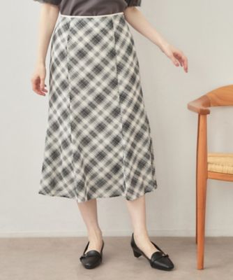 ＜index (Women)＞バイアスチェックマーメイドフレアスカート【洗濯機ＯＫ／イージーアイロン／防シワ】（２００２５９８２９１）