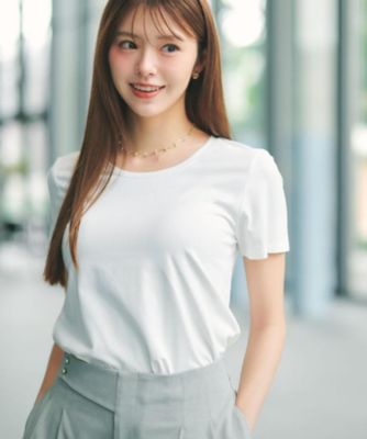 コットン ボートネック 7分袖 Tシャツ ”Leopard” | agnes b