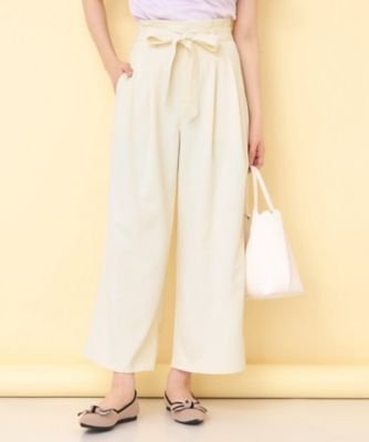 ＜index (Women)＞リボンベルト付カラーワイドパンツ【洗濯機ＯＫ】（２００２５９８２９６）