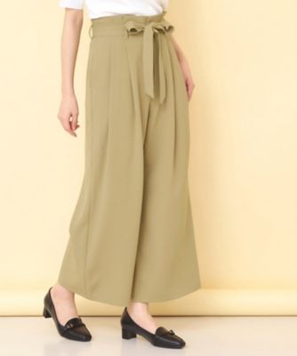 リボンベルト付カラーワイドパンツ【洗濯機OK