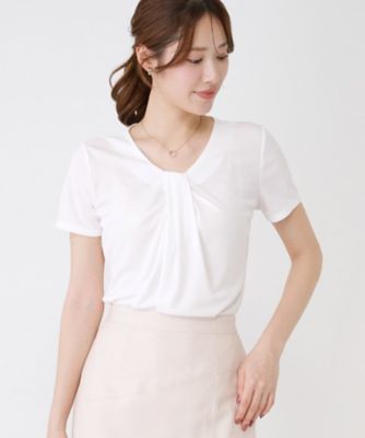 ＜COUP DE CHANCE (Women)＞【手洗い可／日本製／一枚着／ジャケットイン】タックデザインのジャージートップス（２００２５９８４４５）