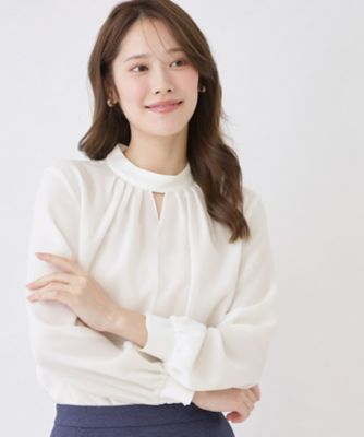 ＜COUP DE CHANCE (Women)＞【手洗い可／日本製／通勤】ネックデザインブラウス（２００２５９８７９０）