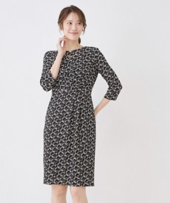 手洗い可／日本製／ジャージ素材】ジオメトリック柄ワンピース