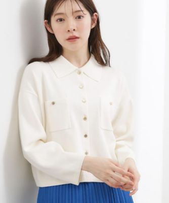 コットンブレンド襟付きカーディガン（2002598954） | GROVE
