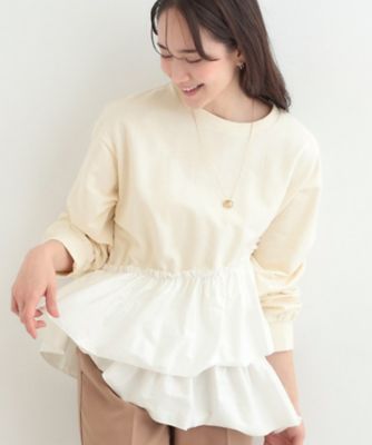 洗濯機可】ほんのり甘い アシンメトリーフリルの上品トップス
