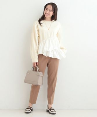 洗濯機可】ほんのり甘い アシンメトリーフリルの上品トップス