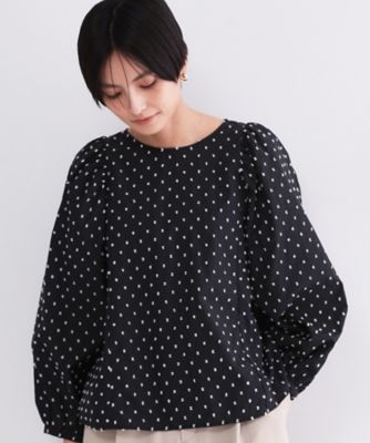 ＜OPAQUE.CLIP (Women)＞ドビードットパフスリーブブラウス【洗濯機ＯＫ】（２００２５９９８５９）