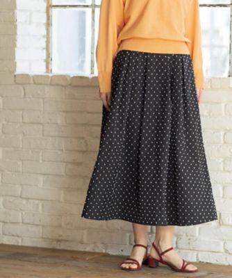 ドビードットタックフレアスカート【洗濯機OK