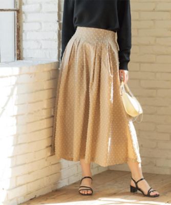 ドビードットタックフレアスカート【洗濯機OK