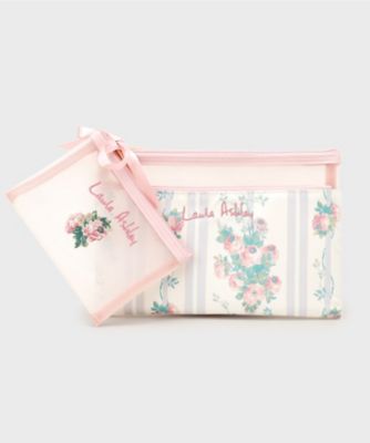 ＜LAURA ASHLEY＞ロザリーナ　ストライプ柄　セットオブ２ポーチ（２００２５９９８７８）