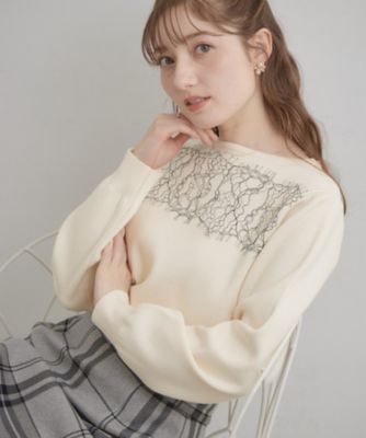 洗える・通勤】レース ドッキング ニット（2002599893