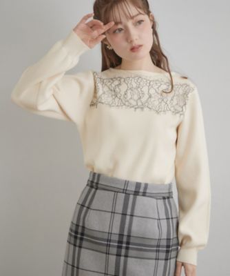 ミラノコレクション 最高級ライン レースのお花ブローチ付き とろみ柔らかニット ミラノコレクション フェースアップパウダー2027【7/31迄のご予約