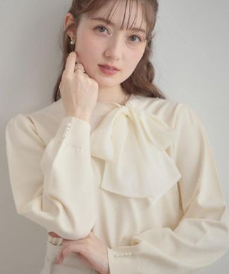 ＜COUTURE BROOCH (Women)＞【洗える・着映え】オーガンジーリボンタイ　ニット（２００２５９９９６０）