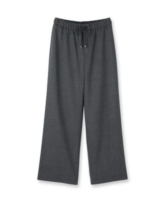 Y'sワイズ ウエストゴム＆紐 ワイドパンツ ウエストゴム／リラックス】ソフトフラノワイドパンツ