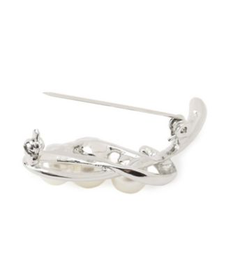 フォーマル／入卒】パール調×リーフデザインブローチ