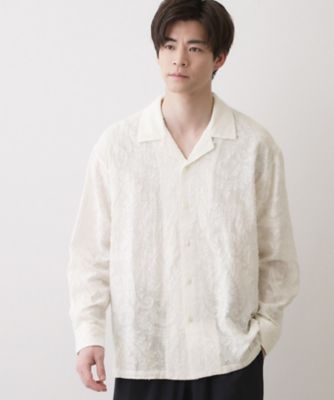 ＜Dessin (Men) ＞【洗える】インド刺繍コットン開襟シャツ（２００２６００１４９）