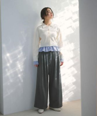 美脚ストレッチ イージータックワイドパンツ【洗濯機OK