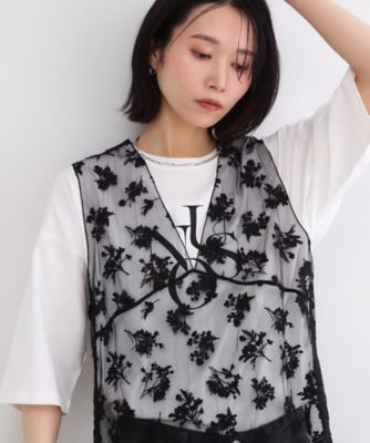 シアー刺繍チュニックブラウス【洗濯機OK】（2002600227