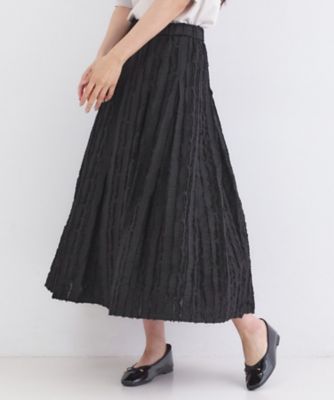 ＜OPAQUE.CLIP (Women)＞フリンジジャカード　タックフレアスカート【洗濯機ＯＫ】（２００２６００２３４）