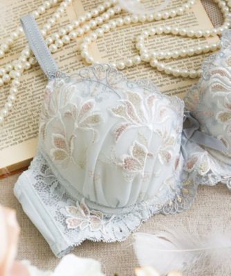 【新品未使用】ベリーダンス ブラ (M〜Lサイズ)／シルバー×ホワイト リーゼル ブラジャー （D－F） ＜Side Shape（サイド