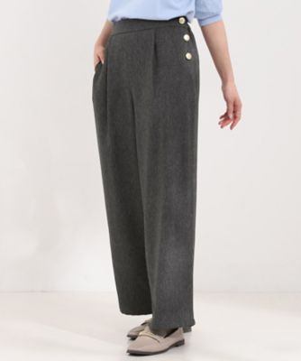 ＜SHOO LA RUE (Women)＞【Ｓ－ＬＬ】穿くだけすっきりシルエット　サイドボタン付き　デニム風ワイドパンツ（２００２６００４２８）