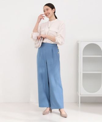 S－LL】はくだけすっきりシルエット サイドボタン付き デニム風